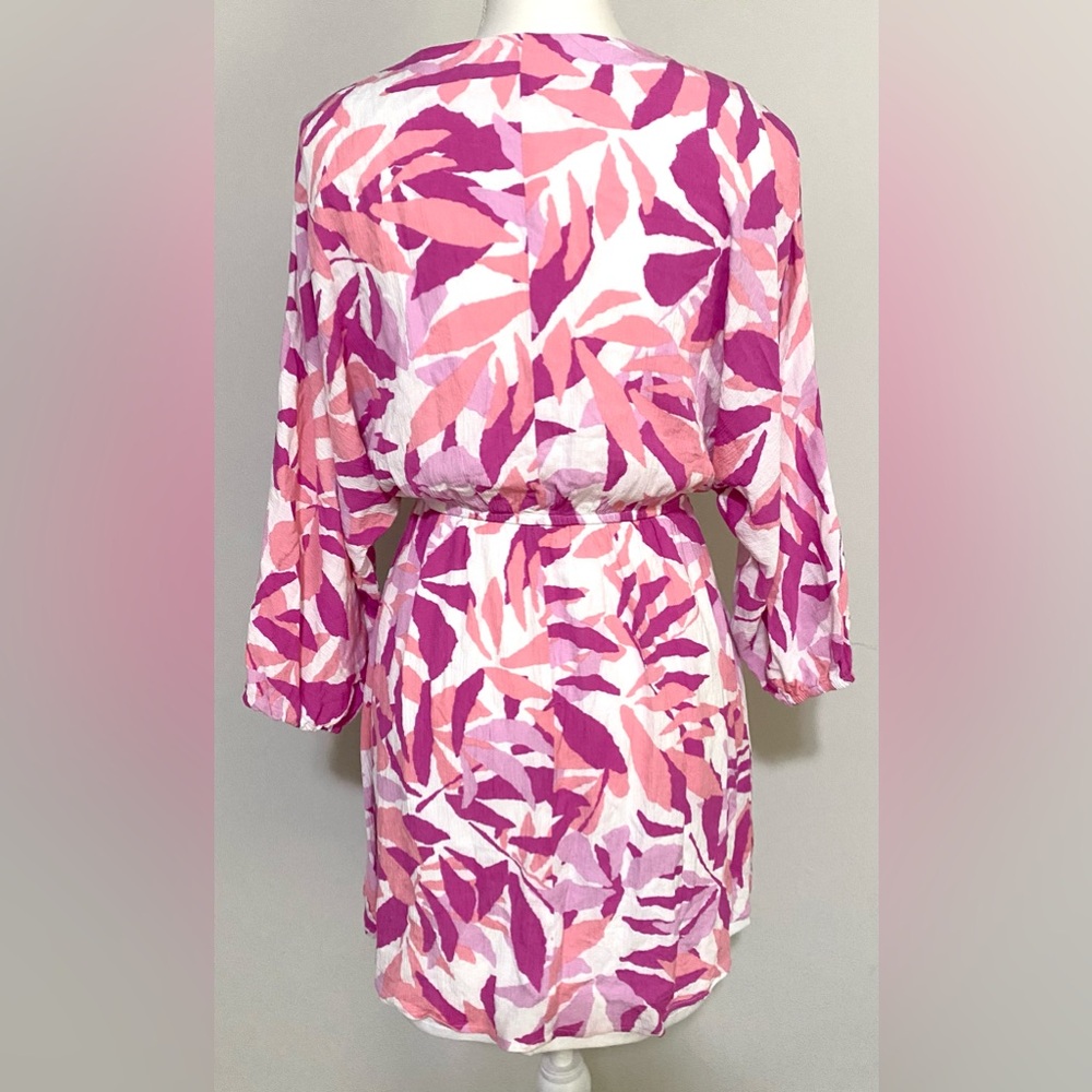 Emily Wonder Womens S Pink Floral V-Neck Dress Boho Preppy Classic Feminine - Picture 8 of 16